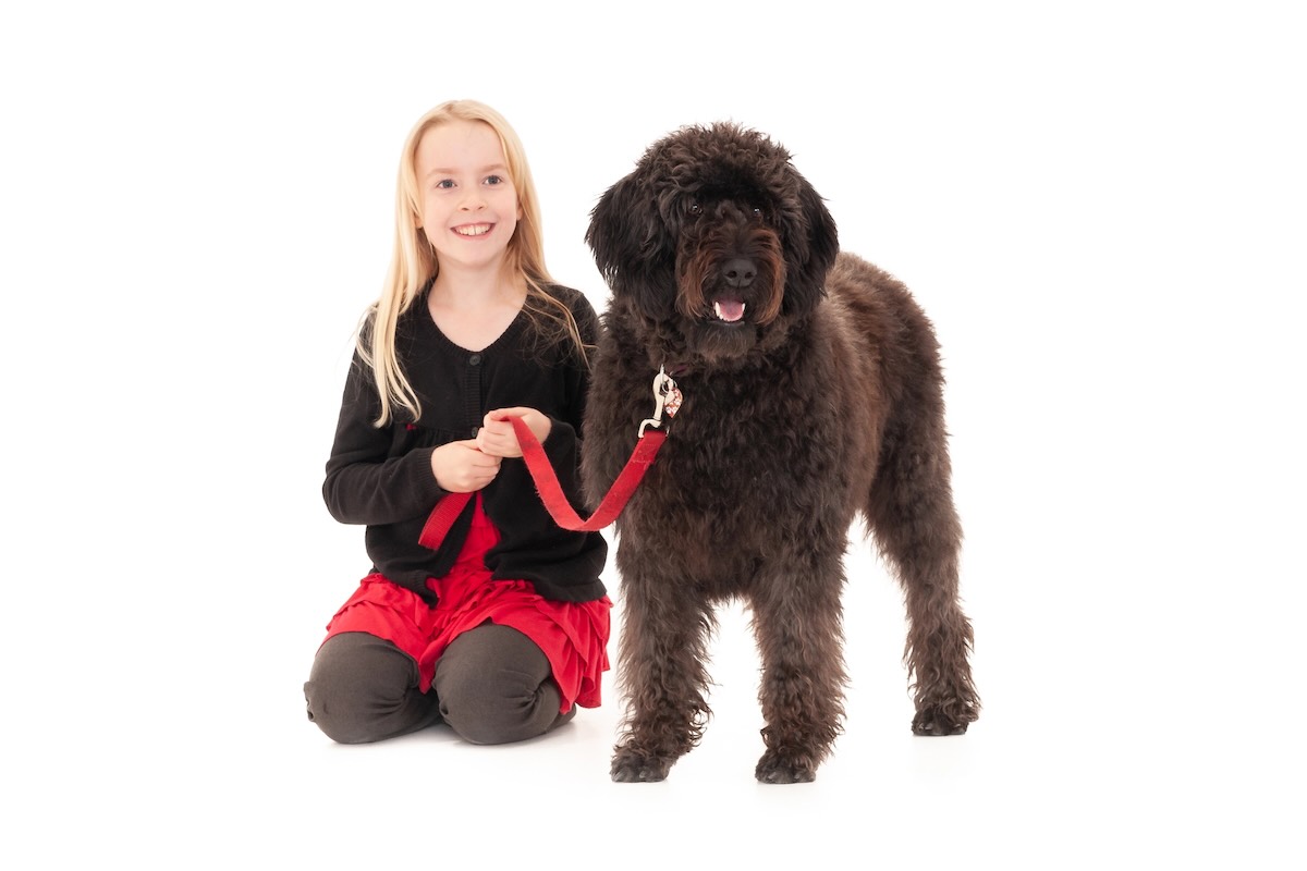 Kid with Labradoodle