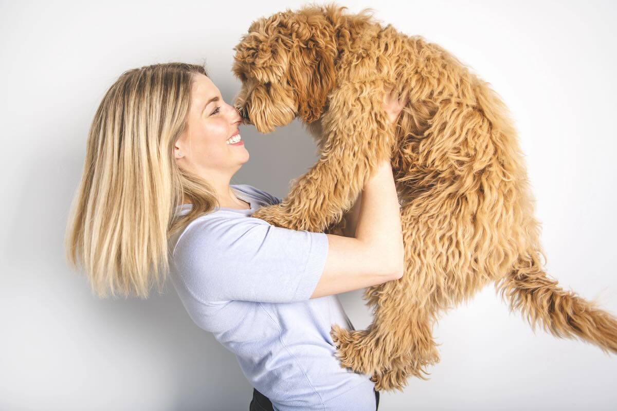 Woman with her Golden Labradoodle